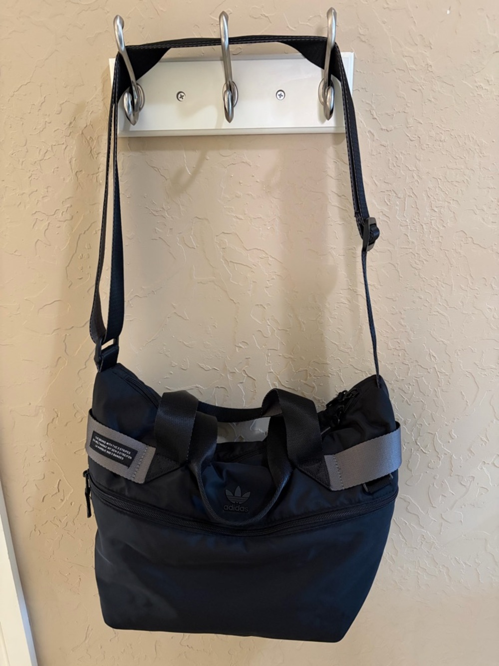 adidas Black Tote Bag with Gray Trim